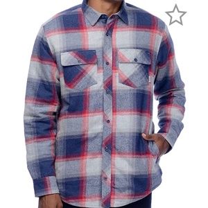 Dravus Benny Blue, Grey & Burgundy Sherpa Flannel Shirt MENS SMALL